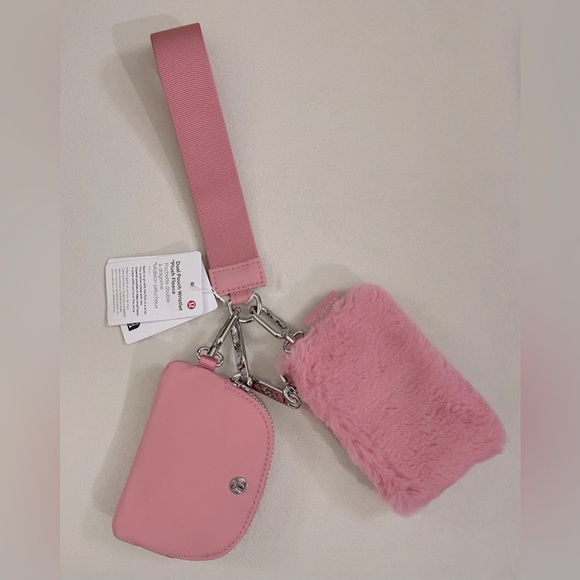 NWT Lululemon Dual Pouch Wristlet Plush Fleece Pink Tide